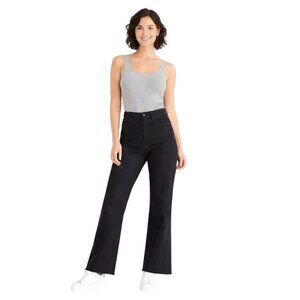 ZARA Size 8 Black Wide-Leg Cropped Denim Pants